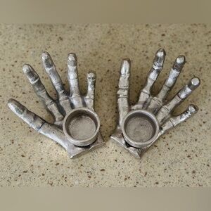 Skeleton hands candle holders
